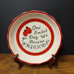 Abbey Press Ceramic Pie Plate -  God Smiled The Day We Became Friends
